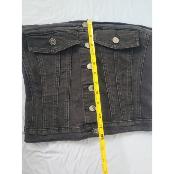 NWT Project Rebel Strapless Denim Button Tube Top Size M Black Grunge Western - Picture 7 of 7